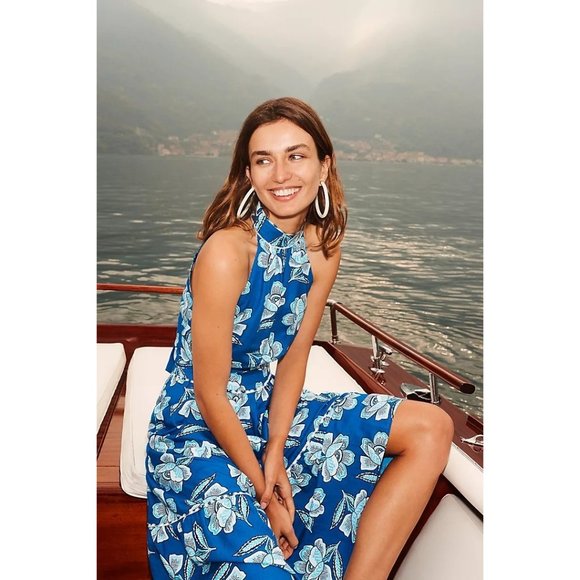 NEW Maeve By Anthropologie Alyssa Floral 2 Piece Halter Top & Midi Skirt Set 8 - Picture 8 of 13